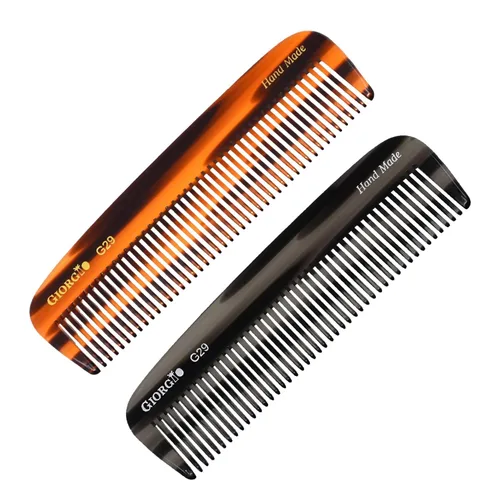 Vista 10 de Giorgio G29 - Peine de bolsillo de dientes finos Grahpite negro para hombres, peine alisador para el cuidado diario del cabello, bigote y barba