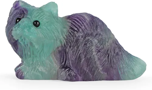 Vista 13 de Artistone Estatua de gato de cristal de amatista de 2 pulgadas, diseño de gatito sentado a mano, tallada a mano, escultura de cristal curativo