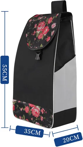 Vista 2 de Bolsa de repuesto para carrito de compras, bolsa de carrito de compras de 38 litros con botones a presión, bolsa de almacenamiento impermeable
