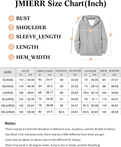 Vista 6 de JMIERR Sudadera de manga larga con capucha para hombre, casual, atlética, con cordón y bolsillo