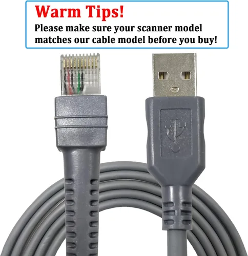 Vista 2 de Cable USB para escáner de código de barras Symbol Zebra Motorola, cable USB a RJ45, CBA-U01-S07ZAR LS2208-SR DS2208 DS8178 LS1203 LS4208 DS4208