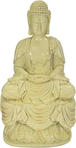 Vista 2 de YTC Estatua de Buda de resina fundida en frío tono crema de 7.25 pulgadas, pequeña