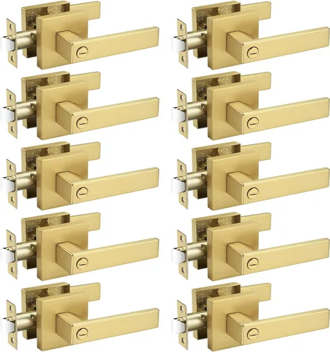 Vista 30 de Probrico - 1 manija inactiva dorada para puerta, moderna, para armario, resistente, para interior, sin giro, reversible para lado derecho e izquierdo