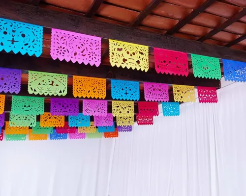 Vista 3 de Dia de Los Muertos Papel Picado, Día de los Muertos, Paquete de 5 Papel de seda