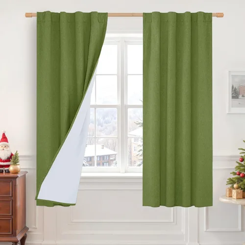 Vista 107 de LAMIT Cortinas opacas cortas de lino de 30 pulgadas para ventanas de cocina sobre el fregadero, cortinas de café texturizadas de lino marfil