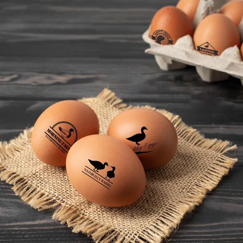 Vista 6 de Sellos de huevos para huevos frescos, sello de huevo personalizado y etiqueta de huevo de pato para creaciones de granja y cocina con múltiples