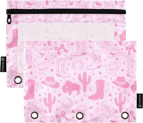 Vista 14 de Estuche de béisbol blanco para lápices de 3 anillas, paquete de 2 carpetas para lápices, estuche transparente con cremallera, bolsa de cosméticos