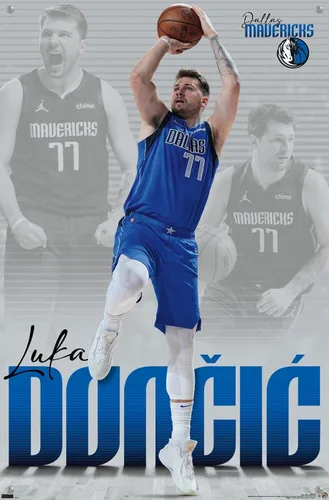 Vista 4 de Trends International NBA Dallas Mavericks - Póster de pared de Luka Doncic 22, 14.725 x 22.375 pulgadas, paquete de póster premium y alfiler