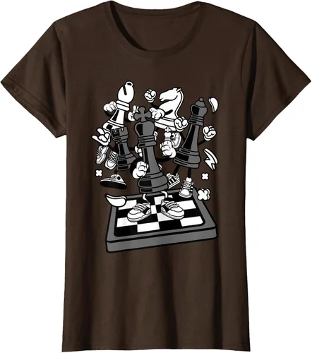 Vista 20 de Figura cómica Camiseta de tablero de ajedrez jugador de ajedrez Azul Marino