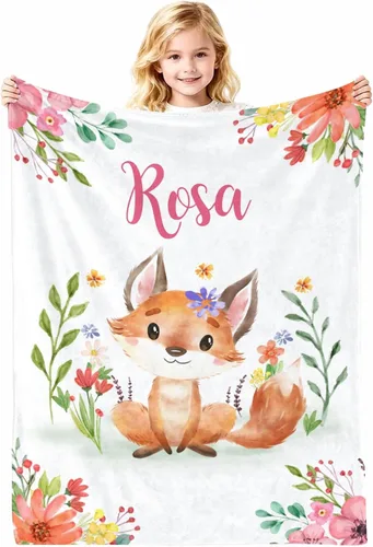 Vista 8 de Manta de bebé personalizada con nombre, cobijas de franela suaves y personalizadas con diseño de animales para recién nacidos, niños y niñas