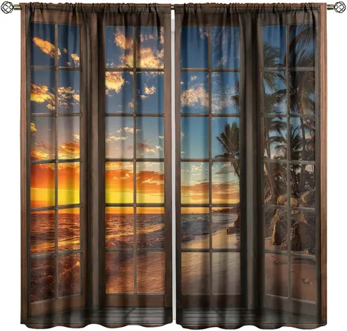 Vista 196 de Cortinas de paisaje, ventana 3D, primavera, bosque, vida silvestre, paisajes de naturaleza, dormitorio, sala de estar, cortinas térmicas opacas de 2