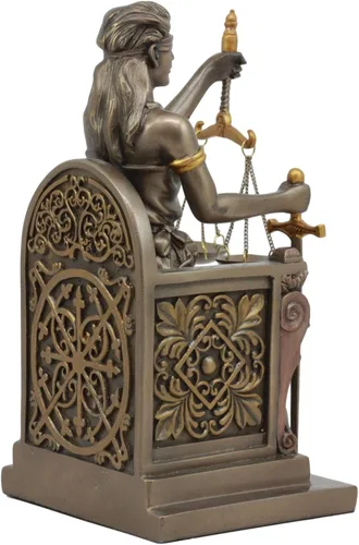 Vista 6 de Ebros Gift Figura de ley y orden judicial de 8 pulgadas de alto, escultura de diosa griega La Justica en acabado de resina de bronce sintético