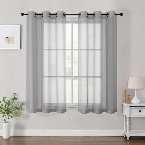 Vista 73 de OWENIE Cenefa transparente con ojales negros para ventanas, 2 paneles de 52