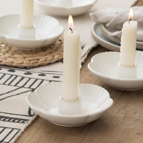 Vista 10 de Soporte de candelabro de cerámica, portavelas para velas cilíndricas, incienso, Palo Santo, velas para Halloween, Navidad, bodas, fiestas, Negro