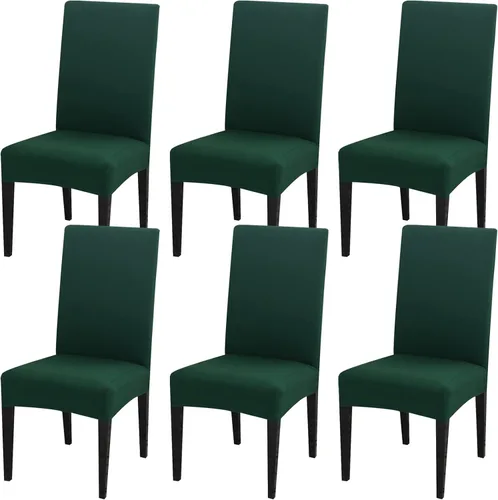 Vista 28 de Juego de 4 fundas para sillas de comedor, fundas elásticas de elastano para sillas de comedor, extraíbles y lavables, protectores desmontables