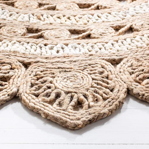 Vista 3 de SAFAVIEH Natural Fiber Round Collection NF160B - Alfombra redonda de yute de 3 pies, hecha a mano, estilo bohemio y con encanto