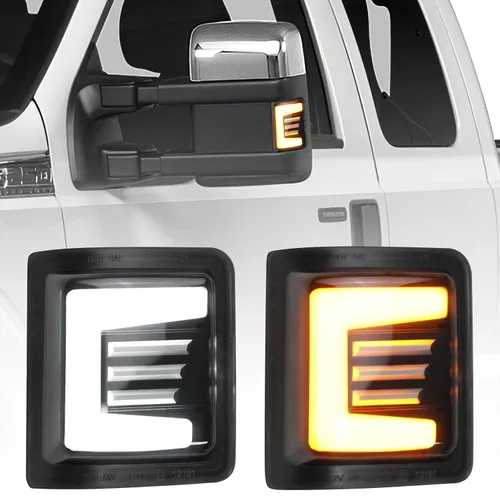 Vista 9 de Jinfili Luces intermitentes dinámicas para espejo lateral y lámpara de funcionamiento para Ford 2015-2024 F150, 2017-2024 F250 F350 F450 F550 Super
