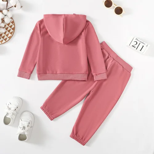 Vista 6 de Conjunto de sudadera con capucha y cremallera de 2 piezas para bebés, niñas y niños pequeños