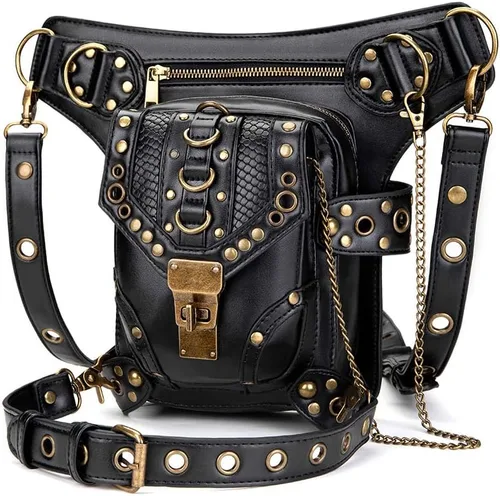 Vista 2 de Halloween Steampunk Retro Motocicleta Señora Bolsa Rock Gótico Hombro Riñonera Bolsas (K)