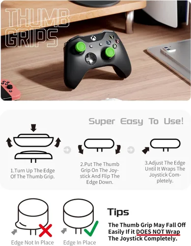 Vista 7 de ELETIUO Juego de 5 pares10 empuñaduras para el pulgar para Xbox Series XS, Xbox One, control Xbox One XS, tapa de silicona antideslizante con 5