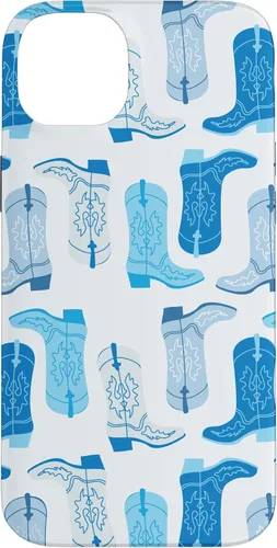 Vista 15 de Cowboy Boot Illustration Preppy Western Pastel Blue and Cyan Case for iPhone 17