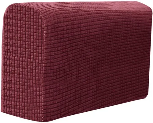 Vista 4 de SEWACC Fundas elásticas para reposabrazos de sofá, fundas antideslizantes para sillón, protectores de brazos para sillas, sofá (rojo)