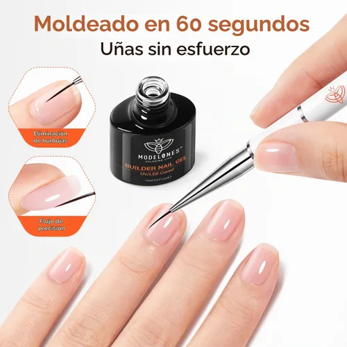 Vista 3 de modelones - Gel de uñas de construcción, esmalte de uñas transparente de 7 en 1 con cepillo separador extraíble, gel de base de goma curado