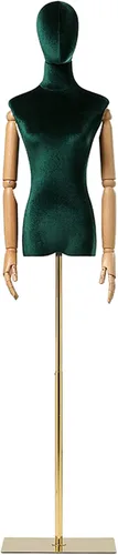 Vista 21 de Torso de maniquí de forma de vestido femenino, altura del cuerpo del maniquí de terciopelo ajustable, con brazo de madera maciza y base de metal