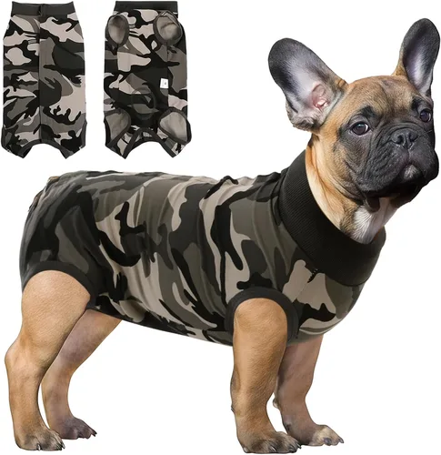 Vista 21 de SAWMONG Traje de recuperación para perros, hembras y machos, transpirable, traje corporal para perro después de una cirugía, esterilización Avión