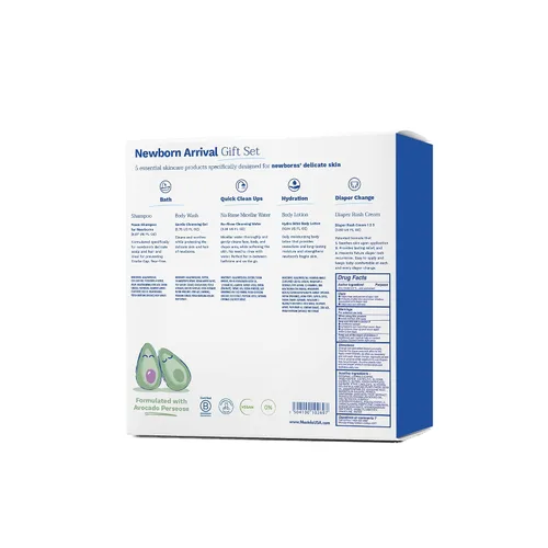 Vista 2 de Mustela Set de regalo para recién nacidos, productos esenciales para el cuidado de la piel y el baño para bebés, natural y a base de plantas, juego