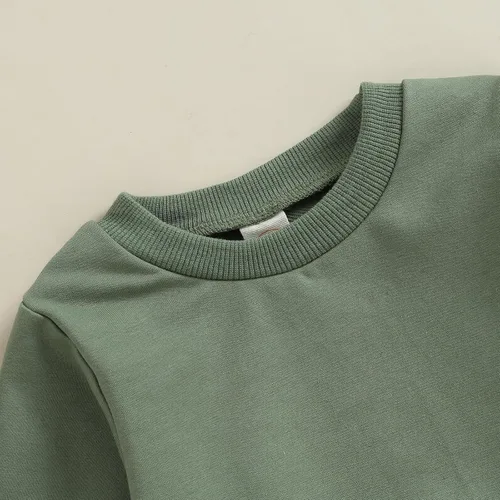 Vista 3 de Conjunto de sudadera de manga larga con cuello redondo y pantalones deportivos para bebés, ropa de invierno para bebé