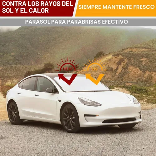 Vista 6 de Car Windshield Sunshade for Tesla Model 3 & Y UV Protection, Fits 2016-2026 Plateado
