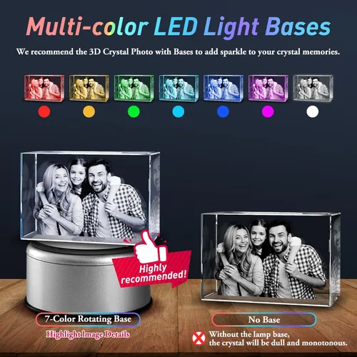 Vista 4 de Foto de cristal 3D, regalo personalizado para el día de la madre para mujeres, regalos de boda personalizados con tu propia foto para ella, él