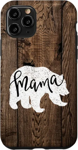 Vista 29 de Woodgrain Rustic Farmhouse Shiplap Brown Wooden Mama Bear Case for iPhone 17