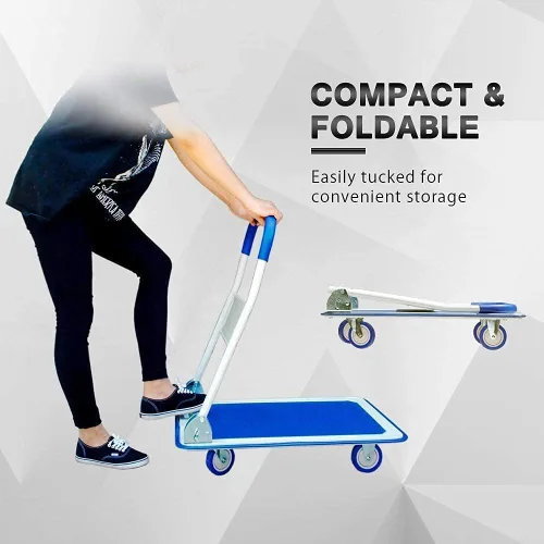 Vista 3 de Wellmax Paquete de carrito de compras de comestibles con carrito de plataforma plegable de 330 libras