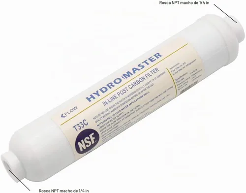 Vista 2 de HYDRO MASTER FILTRO DE CARBONO EN LÍNEA CON CONEXIÓN NPT de 1/4 pulgadas, 10 pulgadas x 2 pulgadas.