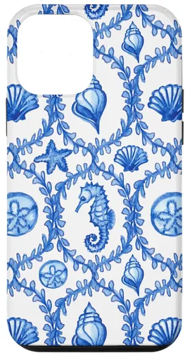 Vista 16 de iPhone 16 Coastal Granddaughter Blue Shells Starfish Seahorse Preppy Case