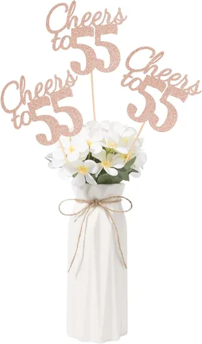 Vista 5 de Gexolenu Cheers to 21, paquete de 10 centros de mesa con purpurina dorada de doble cara para cumpleaños número 21 para mesas, palitos decorativos
