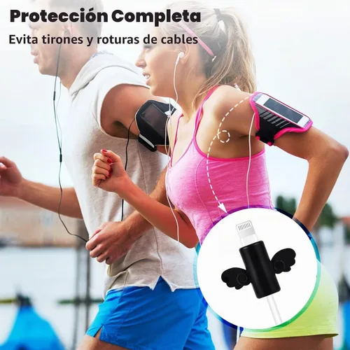 Vista 4 de Protector de cable de dibujos animados para cargador de iPhone, diseño de gato Kawaii 3D, cubierta de cable de línea de datos, protector de cable