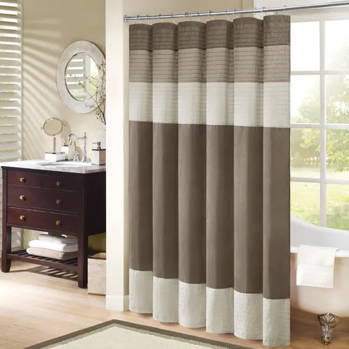 Vista 11 de Madison Park Amherst - Cortina de ducha para baño, 72 x 72 pulgadas, seda sintética, color aguamarina Clásico moderno, brillo ligero, a rayas