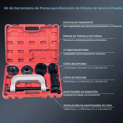 Vista 5 de 8MILELAKE Herramienta de extracción/instalación de prensa de rótula 10pcs con adaptadores de tracción de 4 ruedas