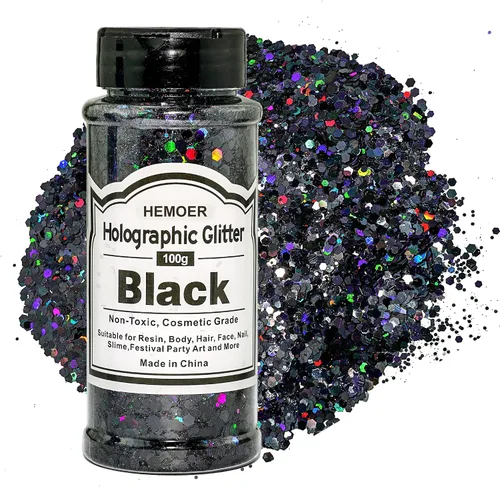Vista 22 de HEMOER Purpurina Gruesa Holográfica, 12 Colores de Lentejuelas Brillantes, Conjunto de Purpurina de Poliéster Exclusivo Mixto para Resina Epoxi