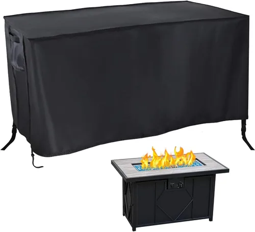 Vista 24 de Cubierta rectangular para fogata, impermeable, para mesa de fuego de gas propano al aire libre, 28 pulgadas de largo x 28 pulgadas de ancho x 24