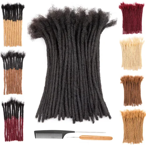 Vista 13 de DAIXI 0.2cm y 0.4cm y 0.6cm y 0.8cm de grosor 4-18 pulgadas 10 hebras extensiones de rastas de cabello humano 100% real para hombres/mujeres