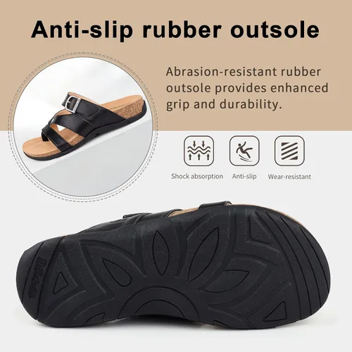 Vista 6 de BCSTUDIO Women's Orthopedic Flip Flop Sandals with Arch Support Comfortable Orthotic Summer Walking Casual Dressy Leather Flat Sandals for Women