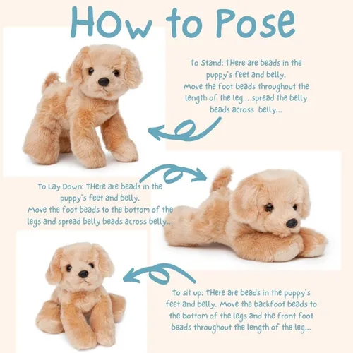 Vista 5 de Jolitee Golden Retriever - Peluche de perro bronceado, suave y abrazable para perro, 6.5 x 7 pulgadas