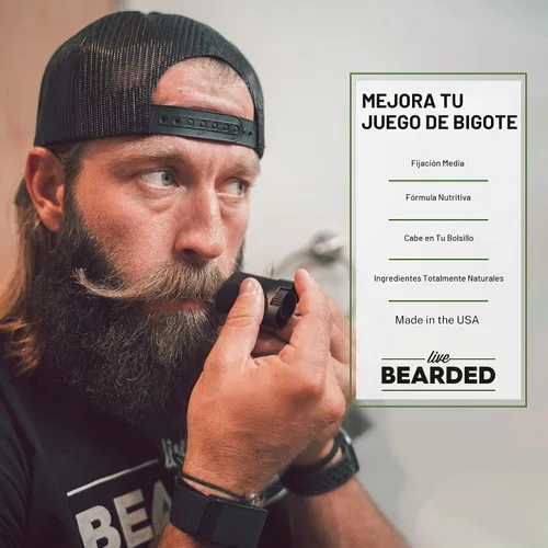 Vista 4 de Live Bearded® Barra de cera para bigote, recta, sin perfume, 0.35 oz