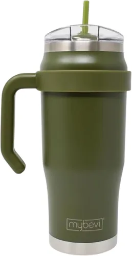 Vista 15 de MyBevi Outlander - Taza de viaje de acero inoxidable de alta calidad, para frío/calor, aislamiento de 3 capas, mango resistente, duradera y elegante