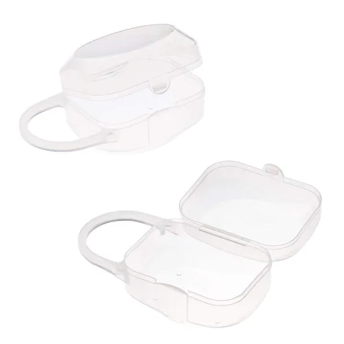 Vista 3 de Accmor Funda para chupete con asa, sin BPA, caja universal para chupete para viajes, transparente, paquete de 2