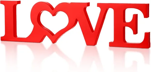 Vista 7 de Kigley Letrero de amor de madera para decoración del día de San Valentín, decoración de mesa de boda, letras de amor de madera, letreros de Rosa
